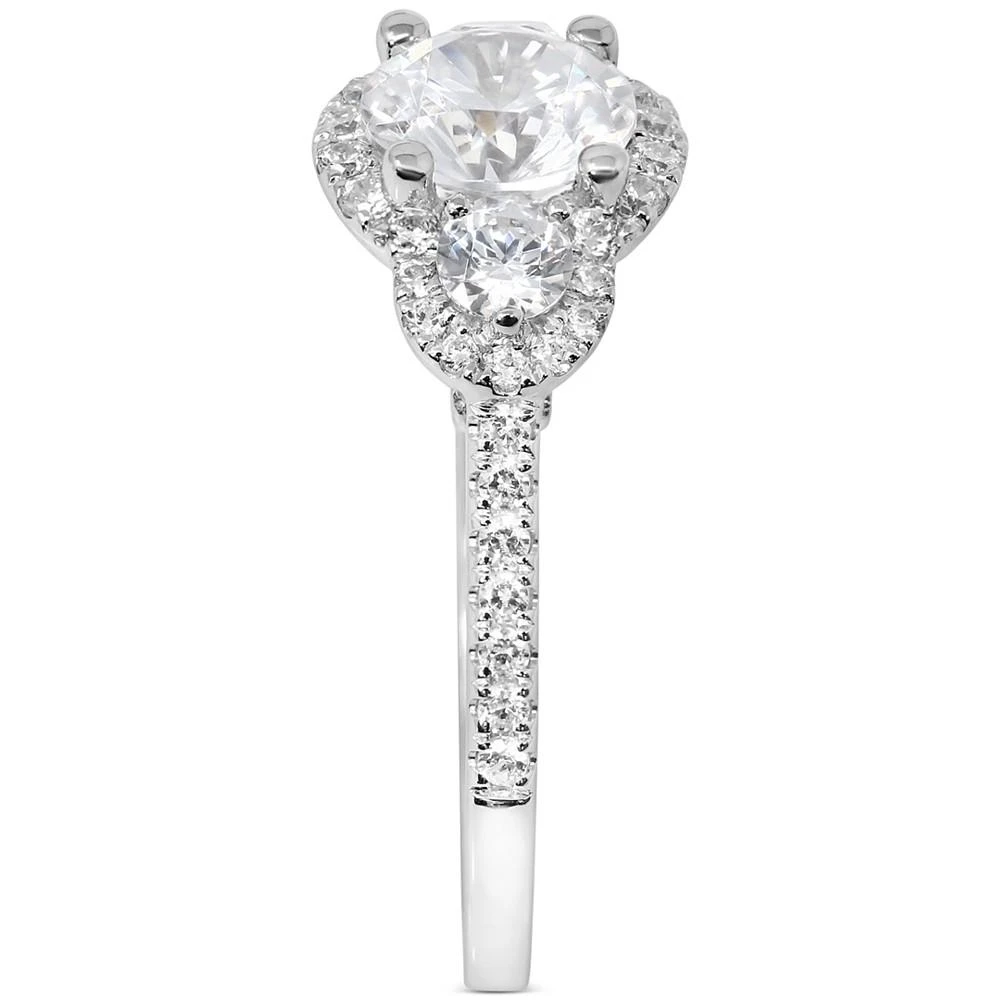 商品Macy's|Swarovski Zirconia Three-Stone Halo Ring in 14k White Gold,价格¥9412,第3张图片详细描述