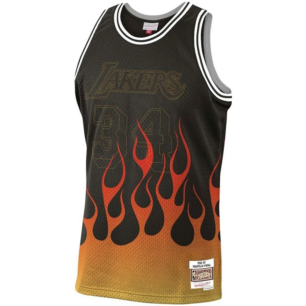 商品Mitchell and Ness|Men's Shaquille O'Neal Black Los Angeles Lakers 1996-97 Hardwood Classics Flames Swingman Jersey,价格¥1114,第3张图片详细描述