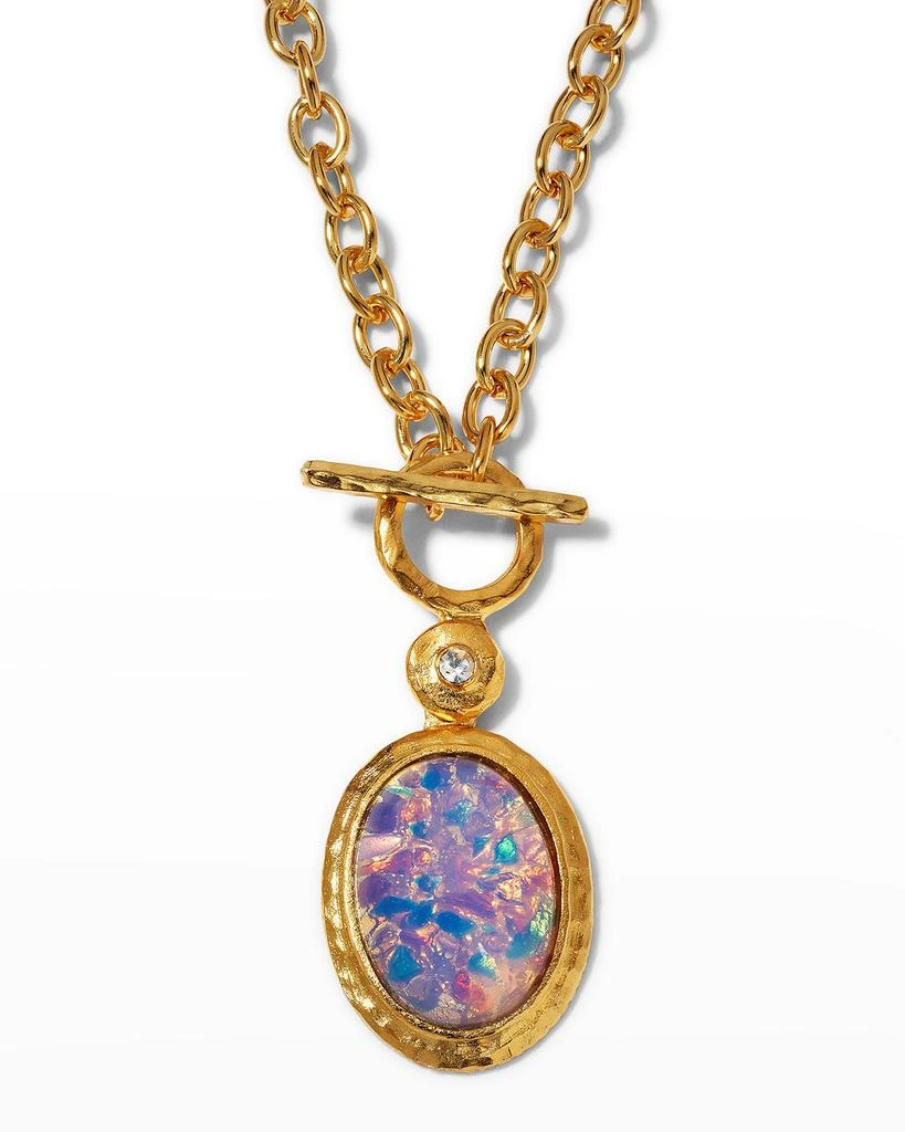 商品Kenneth Jay Lane|Satin Gold Crystal Pink Opal Oval Toggle Necklace,价格¥613,第1张图片