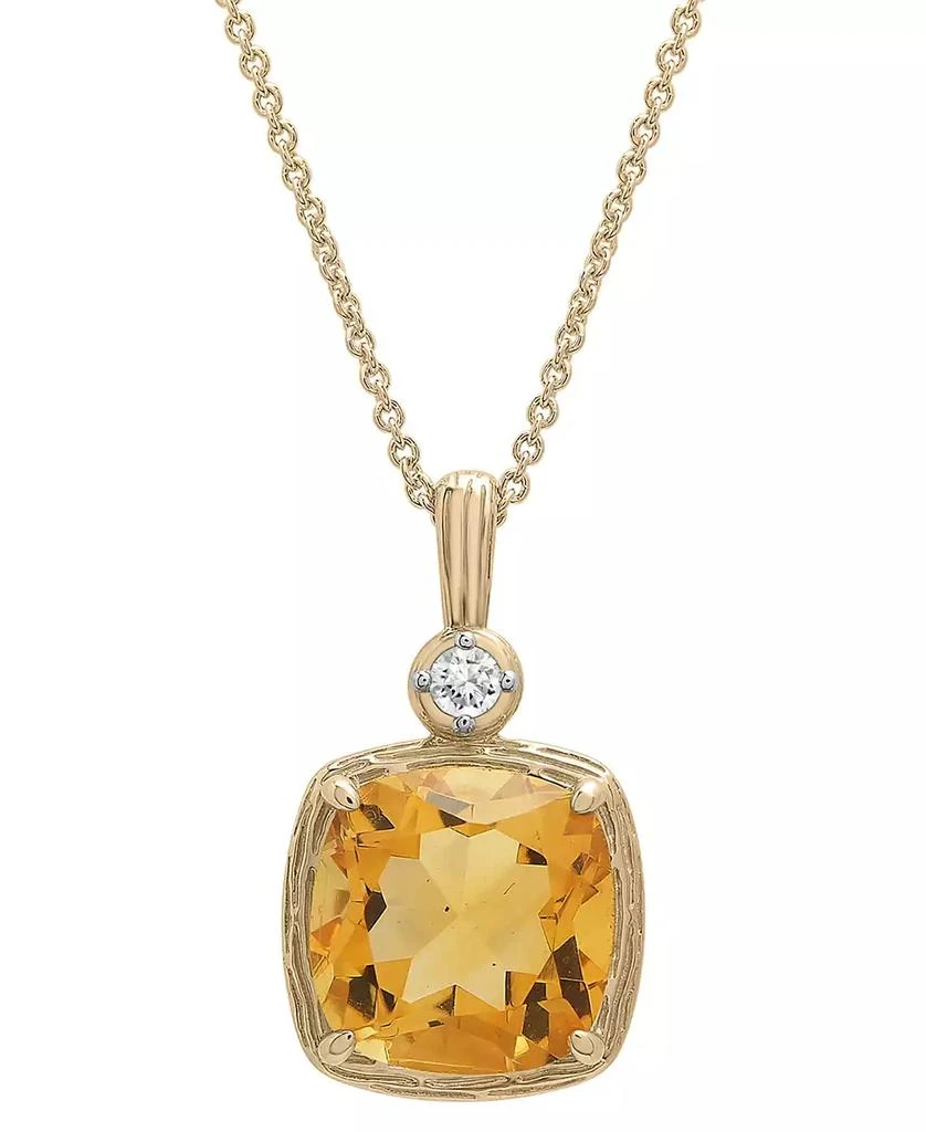 商品Macy's|Citrine (2-1/3 ct. t.w.) & Lab-Grown White Sapphire (1/20 ct. t.w.) 18" Pendant Necklace in 14k Gold-Plated Sterling Silver,价格¥851,第1张图片