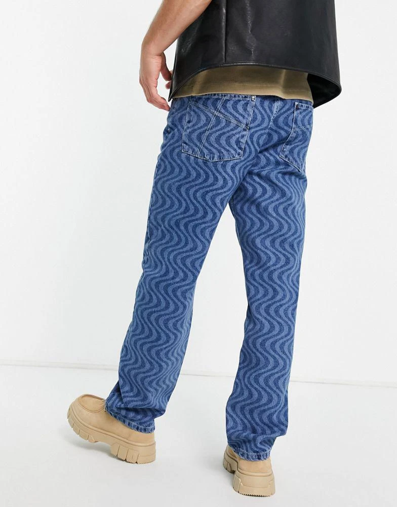 商品The Ragged Priest|The Ragged Priest downhill wiggle print jeans in blue,价格¥422,第2张图片详细描述