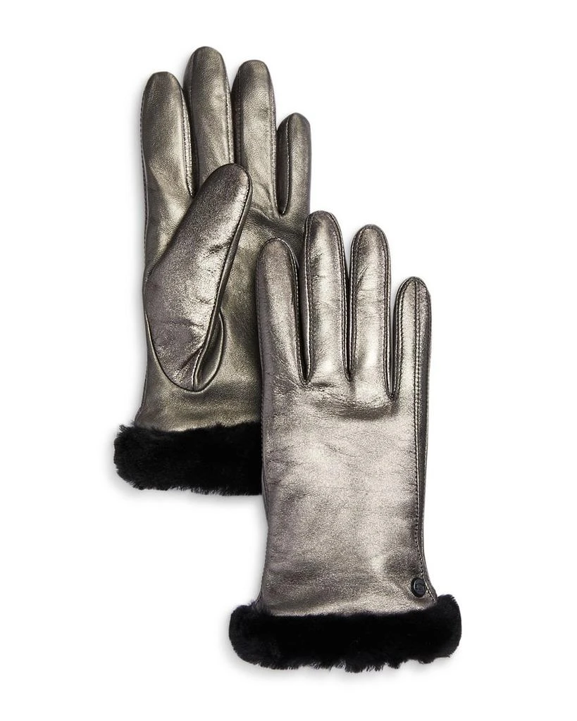 商品UGG|Shorty Shearling-Cuff Leather Tech Gloves,价格¥412,第1张图片详细描述