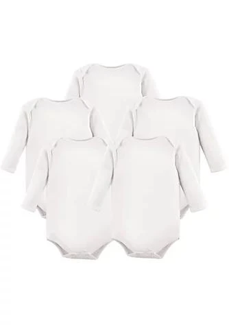 商品Hudson|Baby Hudson Baby Cotton Long Sleeve Bodysuits 5Pk White,价格¥119,第1张图片