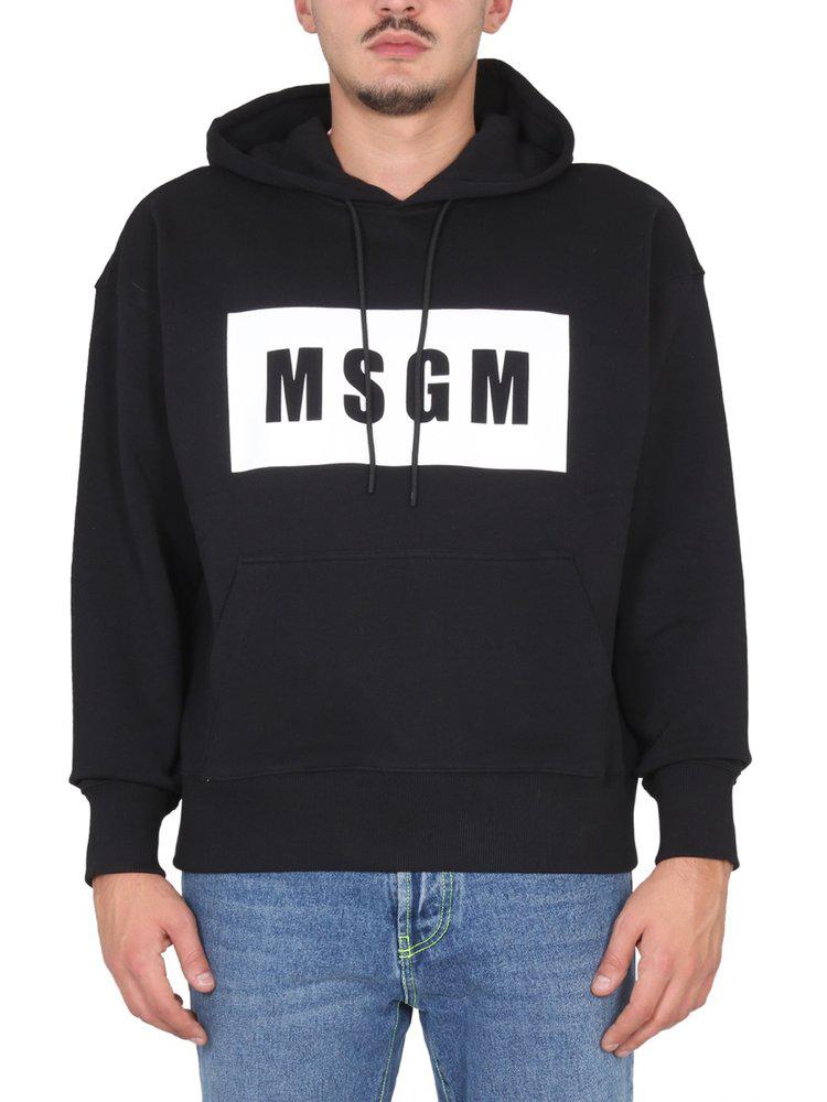 MSGM Logo-Printed Drawstring Hoodie商品第1张图片规格展示