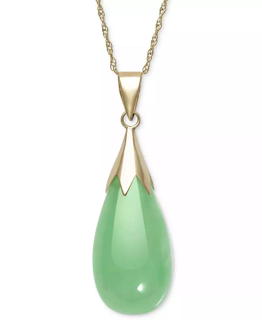 商品Macy's|Dyed Jade  (10 x 20mm) Elongated Teardrop Pendant Necklace in 10k Gold,价格¥1349,第2张图片详细描述