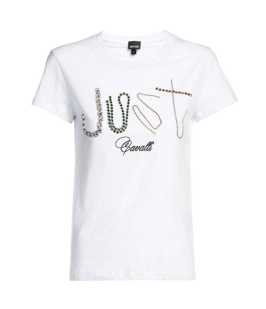 Just Cavalli Rhinestone-Logo Crewneck T-Shirt商品第1张图片规格展示