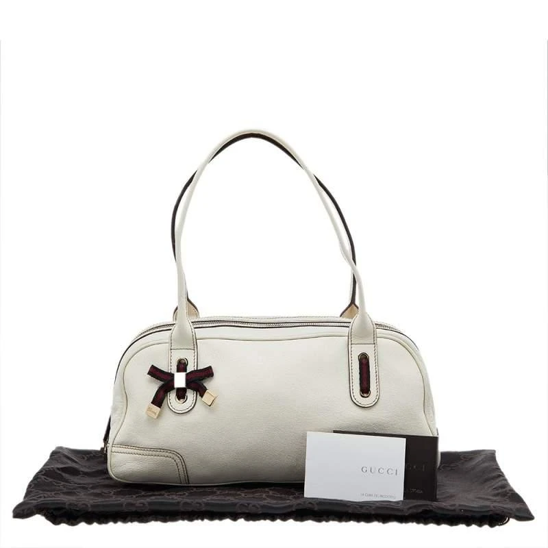 Gucci White Leather Web Bow Bowling Bag 商品