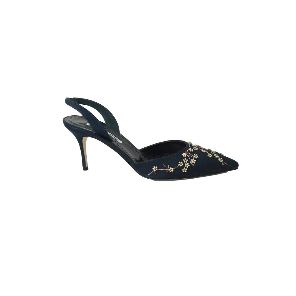 商品Manolo Blahnik|Manolo Blahnik Skyler Crepdechine Navy Yemb 70,价格¥5167,第2张图片详细描述