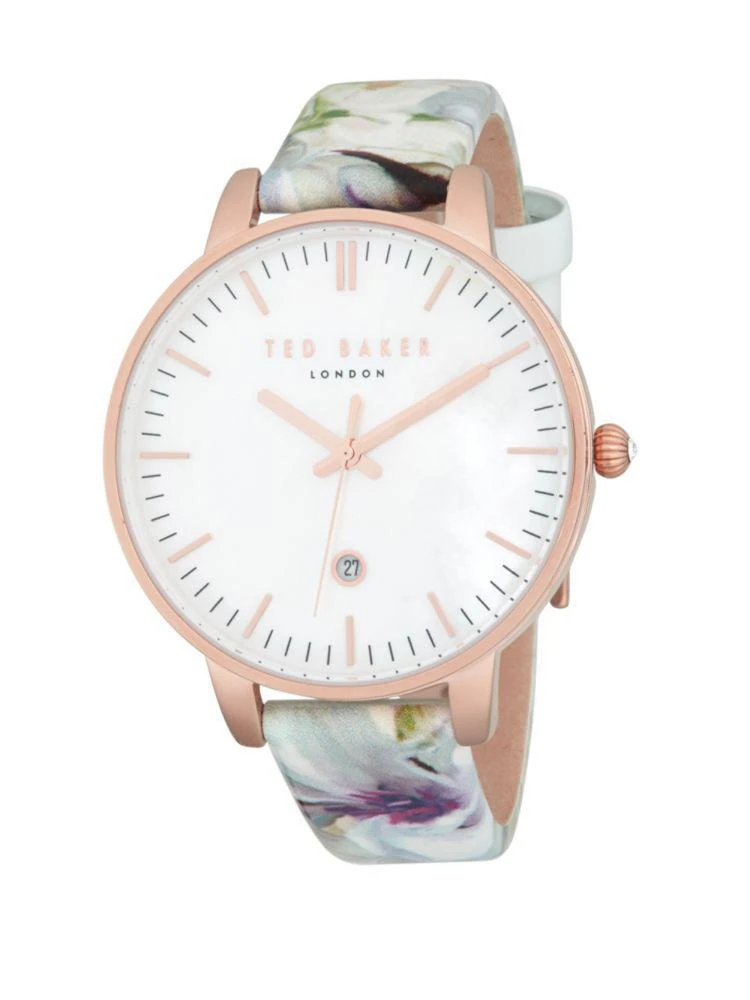 商品Ted Baker London|Round Stainless Steel Leather-Strap Watch,价格¥619,第1张图片