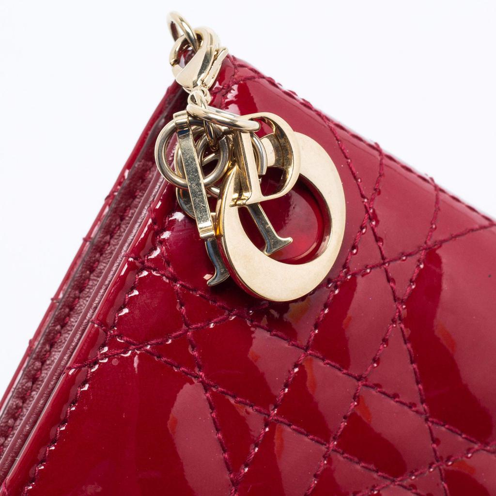 Dior Maroon Cannage Patent Leather Lady Dior Card Holder商品第7张图片规格展示