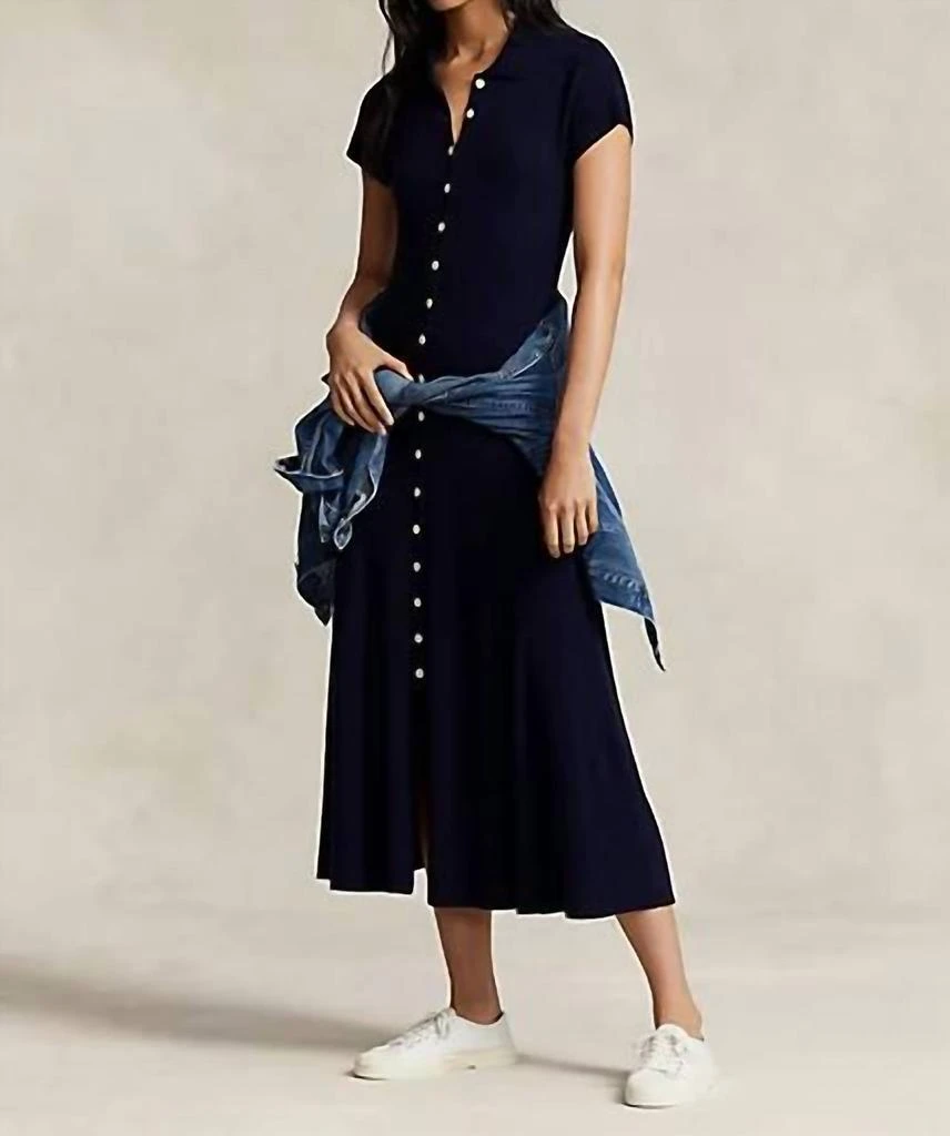 商品Ralph Lauren|Polo Rib Knit Merino Wool Sweater Dress In Hunter Navy,价格¥2296,第1张图片