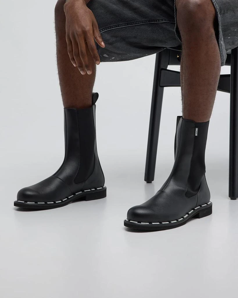 商品Moschino|Men's Leather Label Pull-On Boots,价格¥4814,第2张图片详细描述