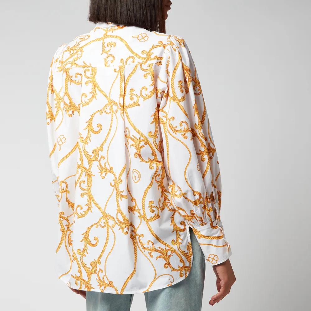 Ganni Women's Printed Cotton Poplin Shirt - Egret商品第2张图片规格展示