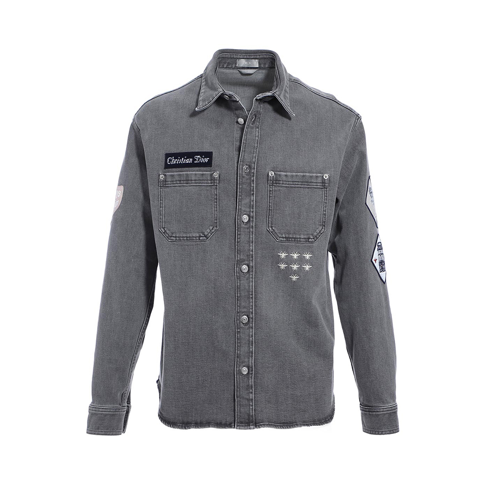 DIOR 男士灰色棉质长袖衬衫 013D584B-225X-810商品第1张图片规格展示