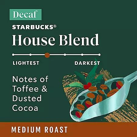 商品Starbucks|Starbucks Decaf House Blend Medium Roast K-Cup Coffee Pods, 72 ct.,价格¥264,第2张图片详细描述