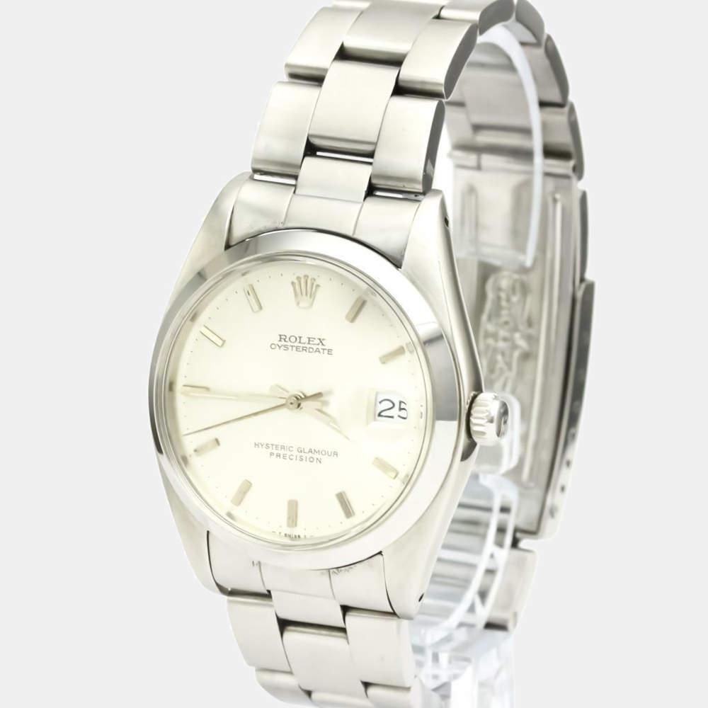 Rolex Silver Stainless Steel Oyster Date Precision 6694 Men's Wristwatch 35 MM商品第1张图片规格展示