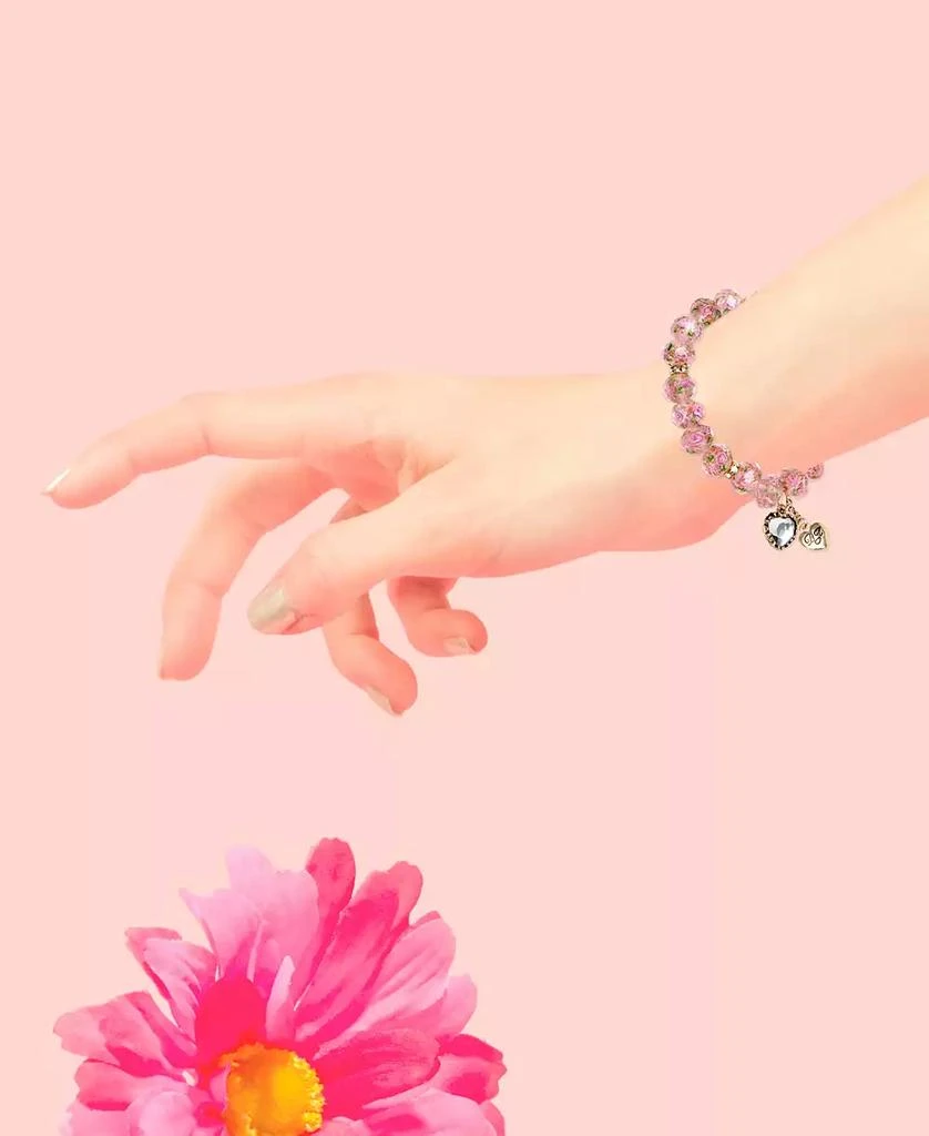 商品Betsey Johnson|Betsey Johnson Pink Flower Beaded Stretch Bracelet贝齐约翰逊粉红色花串珠手链,价格¥171,第3张图片详细描述