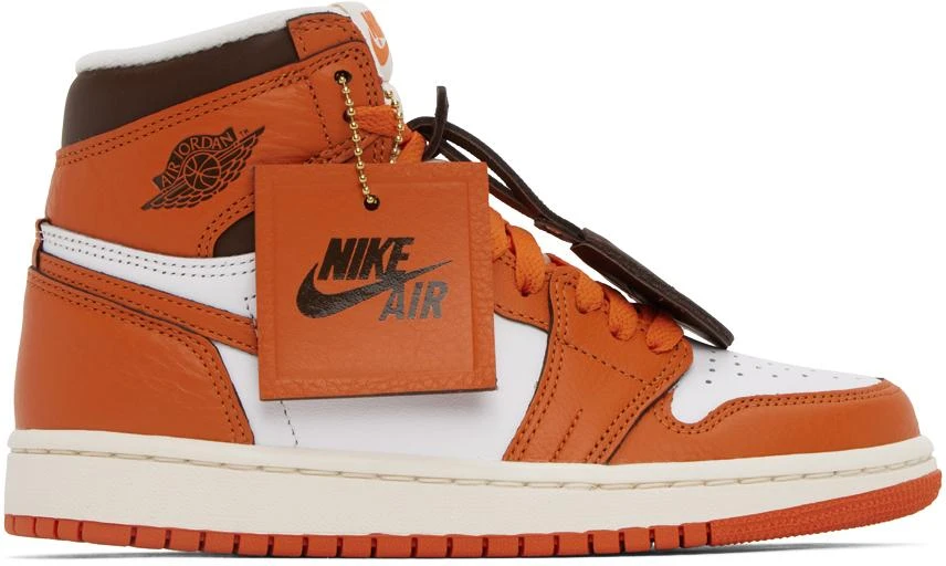 商品Jordan|Orange & White Air Jordan 1 Retro High Sneakers,价格¥1366,第1张图片