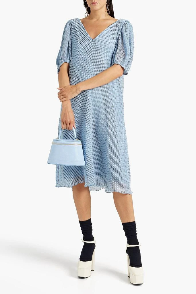 商品Ganni|Pleated striped chiffon dress,价格¥1046,第4张图片详细描述