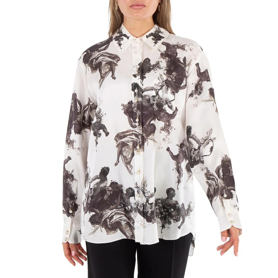 商品Burberry|Ladies Black Renaissance Carlota Long Sleeve Silk Blouse,价格¥2225,第1张图片