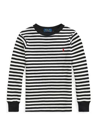 商品Ralph Lauren|Lauren Childrenswear Boys 4 7 Striped Waffle Cotton Long Sleeve T Shirt,价格¥119,第1张图片