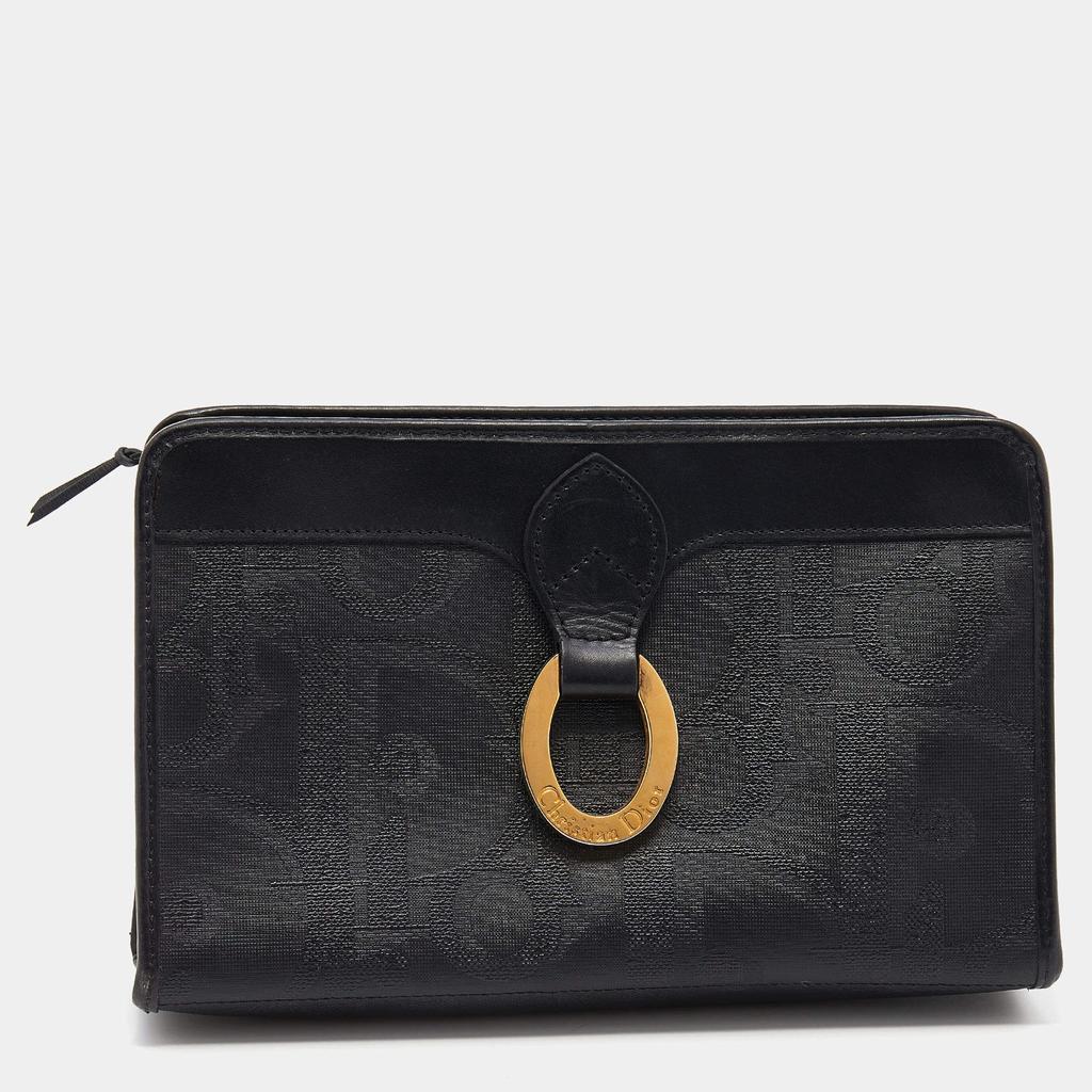 商品[二手商品] Dior|Dior Black Oblique Coated Canvas And Leather Clutch,价格¥3138,第1张图片