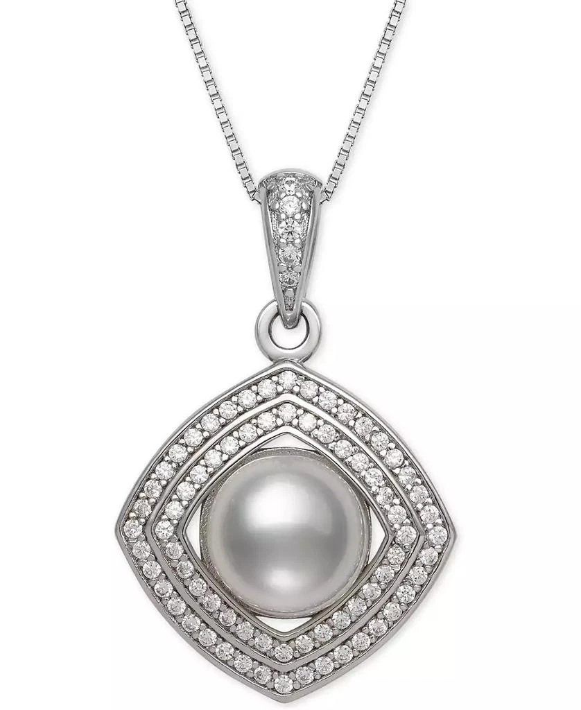 商品Belle de Mer|Cultured Freshwater Pearl (8mm) & Cubic Zirconia 18" Pendant Necklace in Sterling Silver,价格¥1136,第1张图片