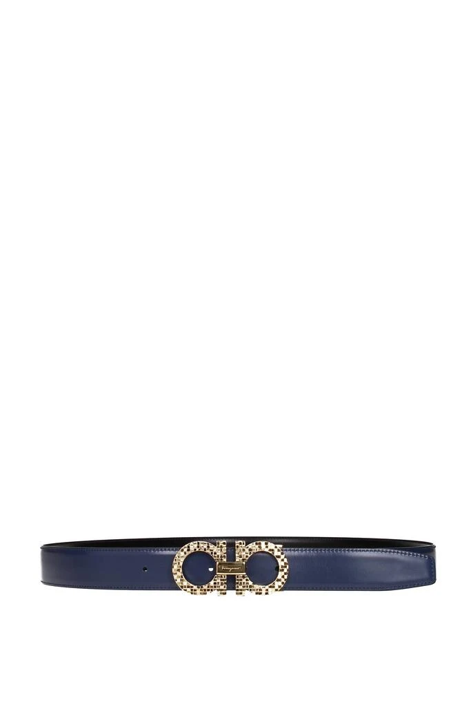 商品Salvatore Ferragamo|Regular belts Leather Black Sea Blue,价格¥2577,第2张图片详细描述