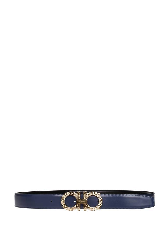 商品Salvatore Ferragamo|Regular belts Leather Black Sea Blue,价格¥2283,第4张图片详细描述