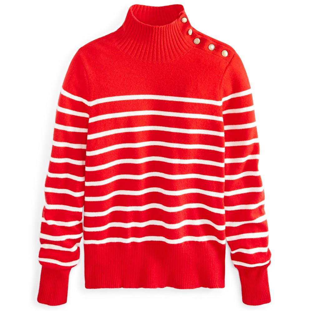 Cashmere Striped Mock-Neck Sweater, Created for Macy's商品第4张图片规格展示