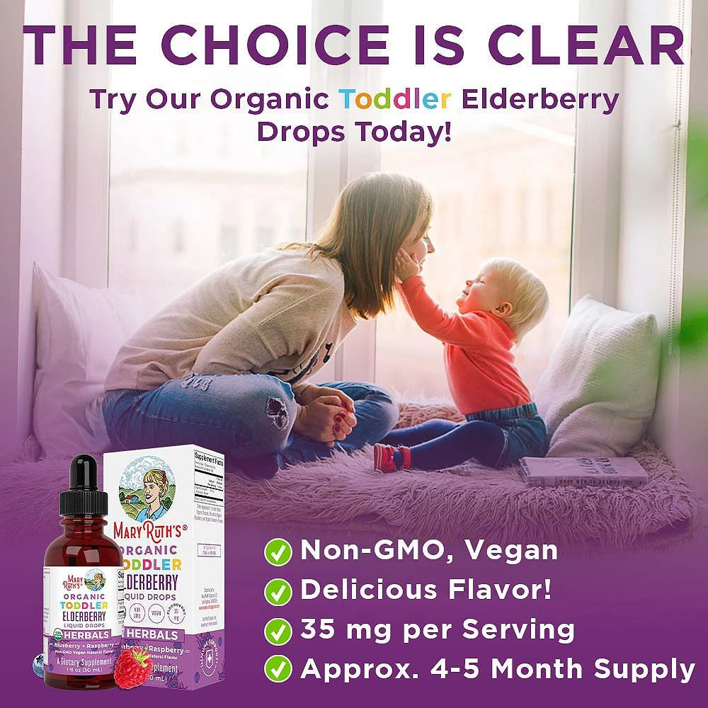 商品MaryRuth Organics|Toddler Elderberry Liquid, Blueberry Raspberry, 1oz,价格¥149,第2张图片详细描述