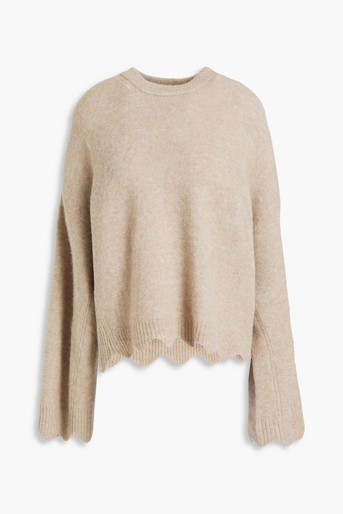 Scalloped mélange brushed knitted sweater商品第1张图片规格展示