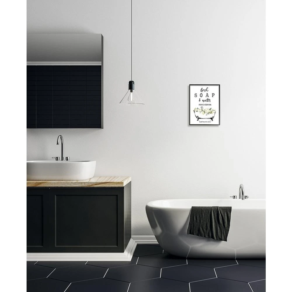 商品Stupell Industries|Fresh Soap and Water Bath Tub Bathroom Design Black Framed Giclee Texturized Art, 11" x 14",价格¥596,第2张图片详细描述