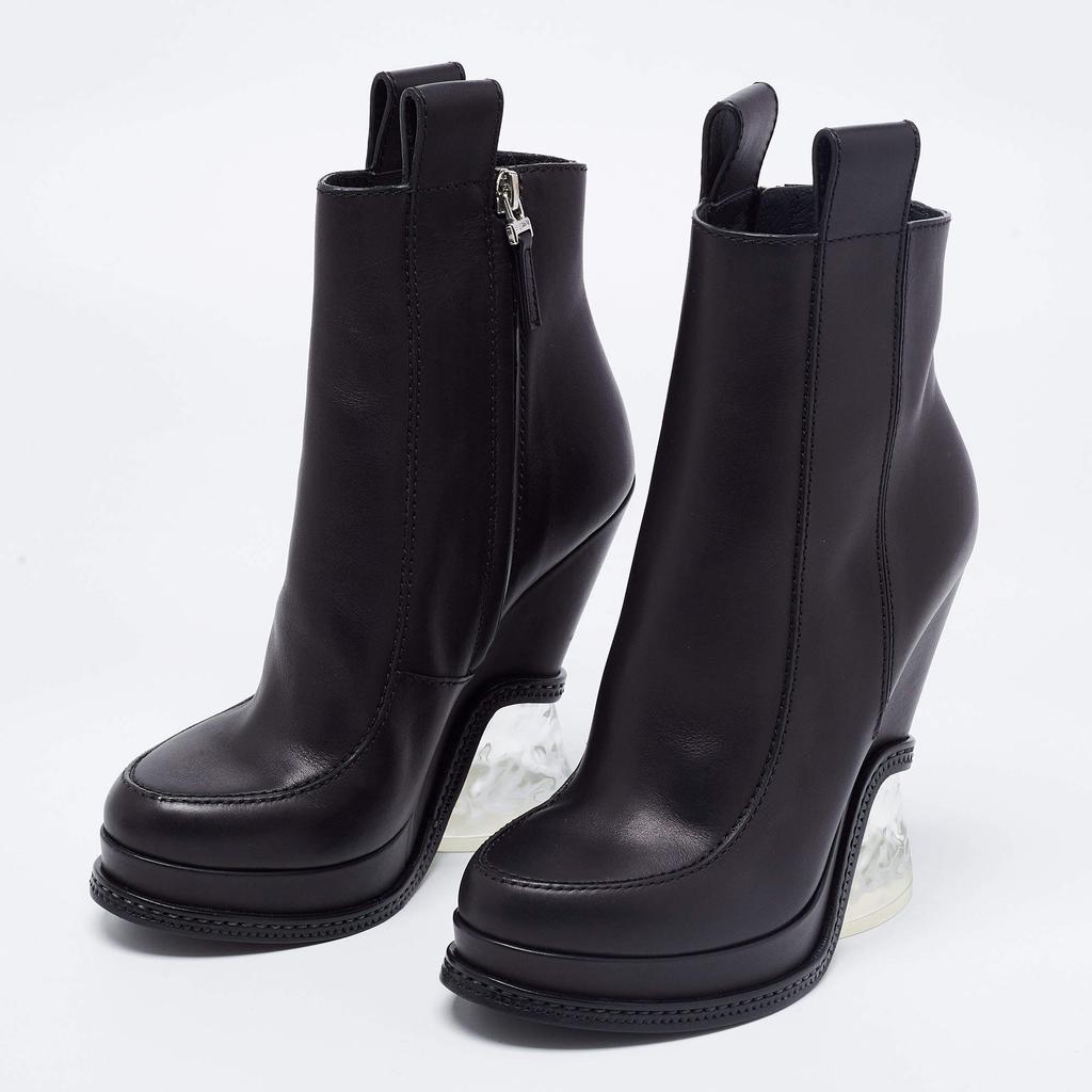 Fendi Black Leather Ice Heel Ankle Boots Size 36商品第2张图片规格展示