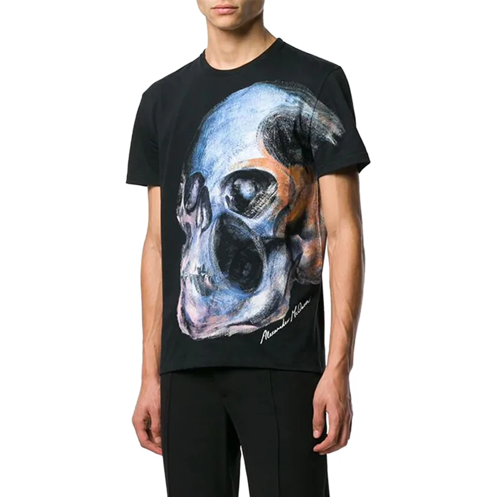 Alexander McQueen 亚历山大·麦昆 男士黑色有机棉 T恤 550475-QMZ61-0901 商品