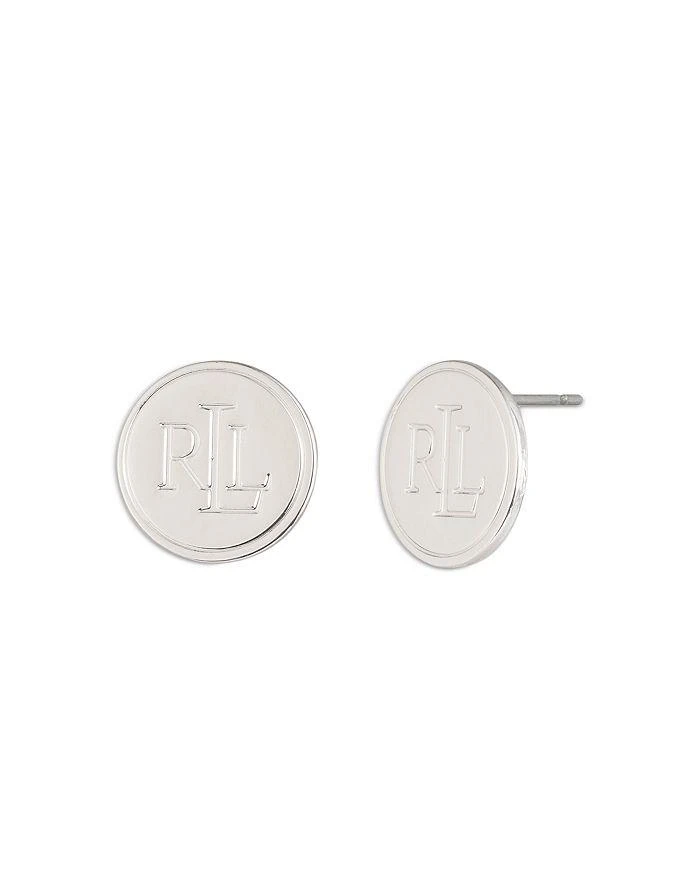 商品Ralph Lauren|Logo Coin Stud Earrings in Silver Tone,价格¥121,第1张图片