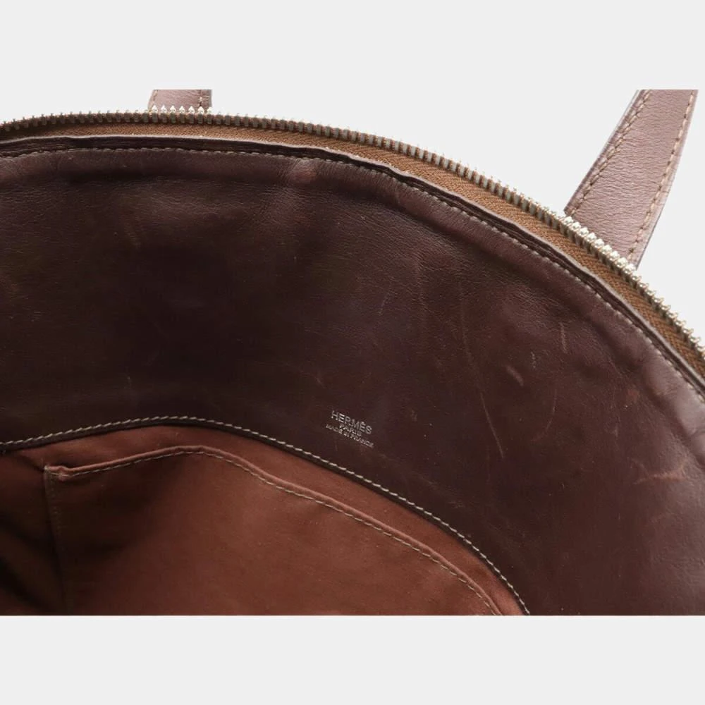 商品[二手商品] Hermes|Hermes Sack Eve PM Tote Bag Toile Ash Canvas Leather Engine Brown Dark ,价格¥7907,第4张图片详细描述