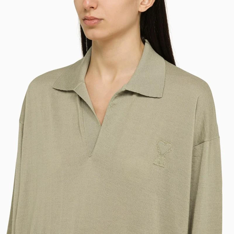 商品AMI|Sage green wool polo shirt,价格¥1548,第4张图片详细描述