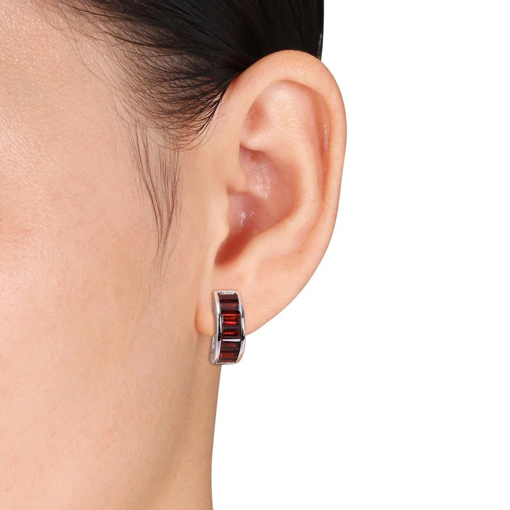 商品Mimi & Max|5 1/6 CT TGW Garnet Hoop Earrings in Sterling Silver,价格¥909,第2张图片详细描述