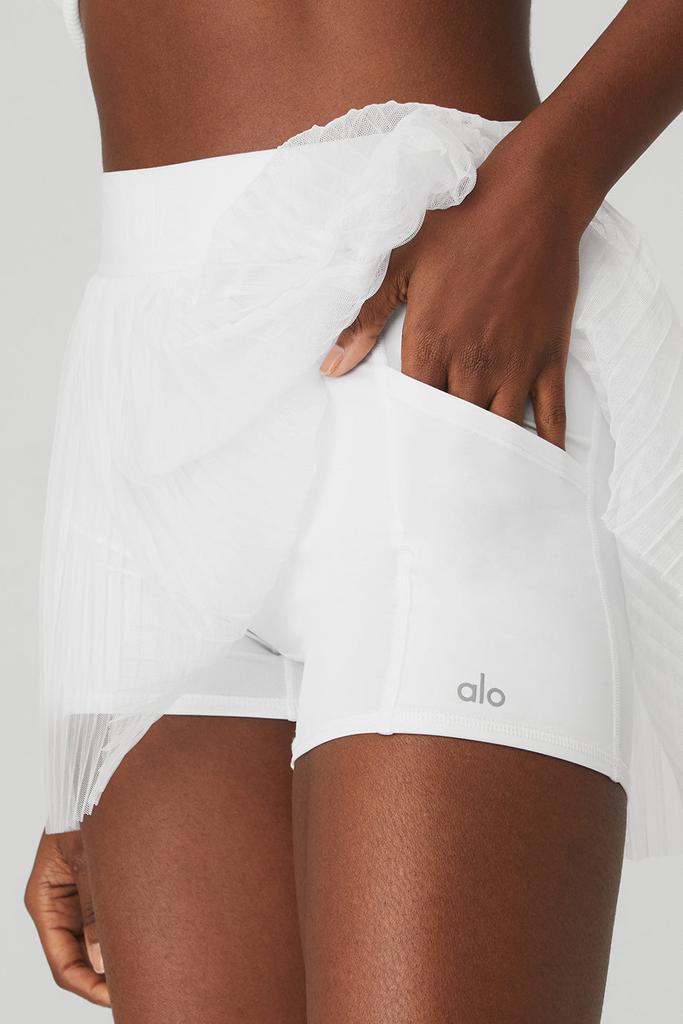 商品Alo|Mesh Flirty Tennis Skirt - White,价格¥328,第6张图片详细描述