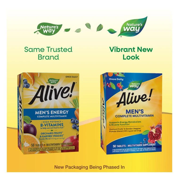 商品Natures Way|Nature's Way Alive Men's 50+ Multi-Vitamin Multi-Mineral Tablets, 50 ct,价格¥49,第1张图片
