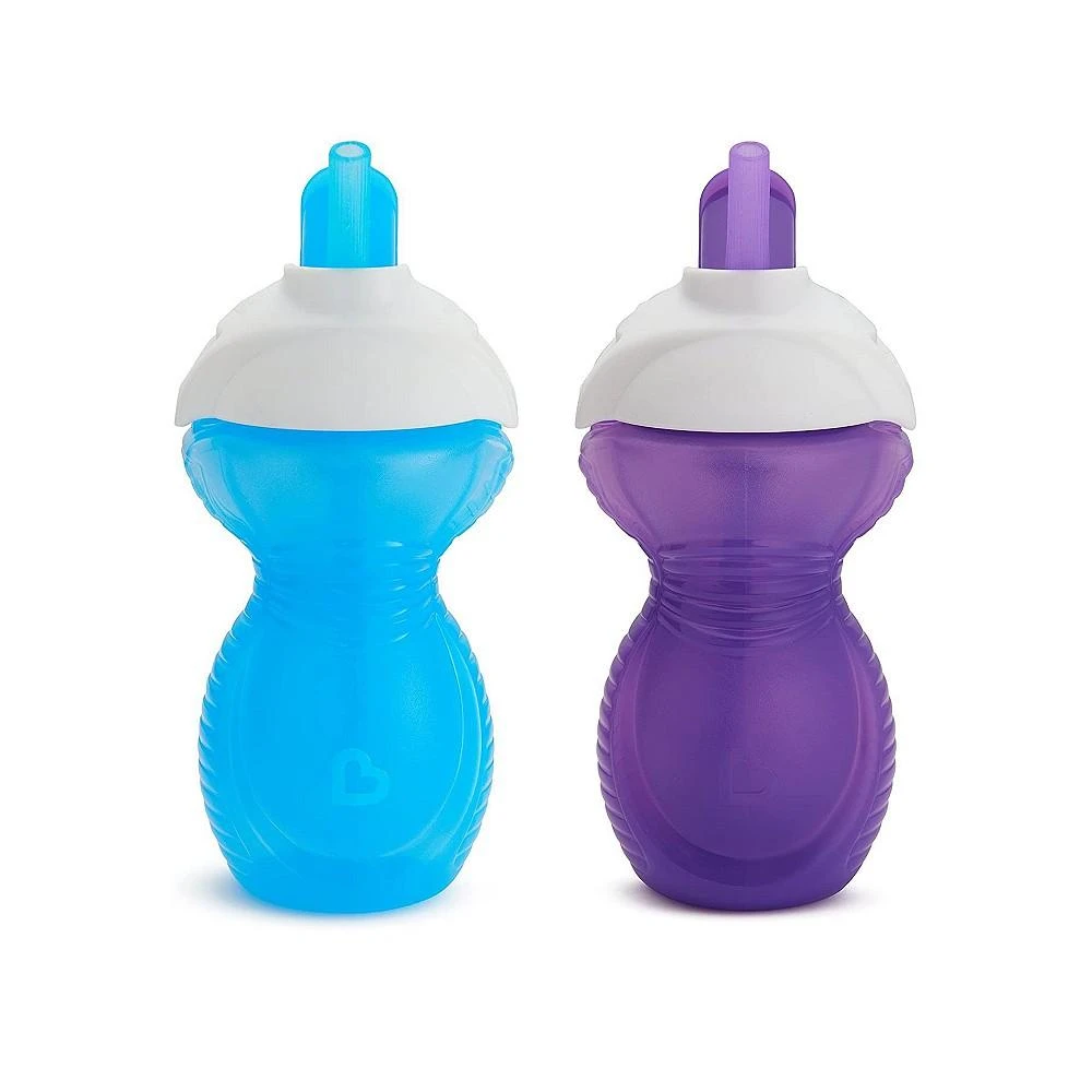商品Munchkin|Click Lock Flip Straw Cup, Blue/Purple, 9 Ounce, 2 Count,价格¥121,第1张图片