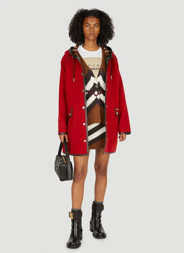 商品Burberry|Contrast Trim Hooded Coat in Red,价格¥13867,第2张图片详细描述