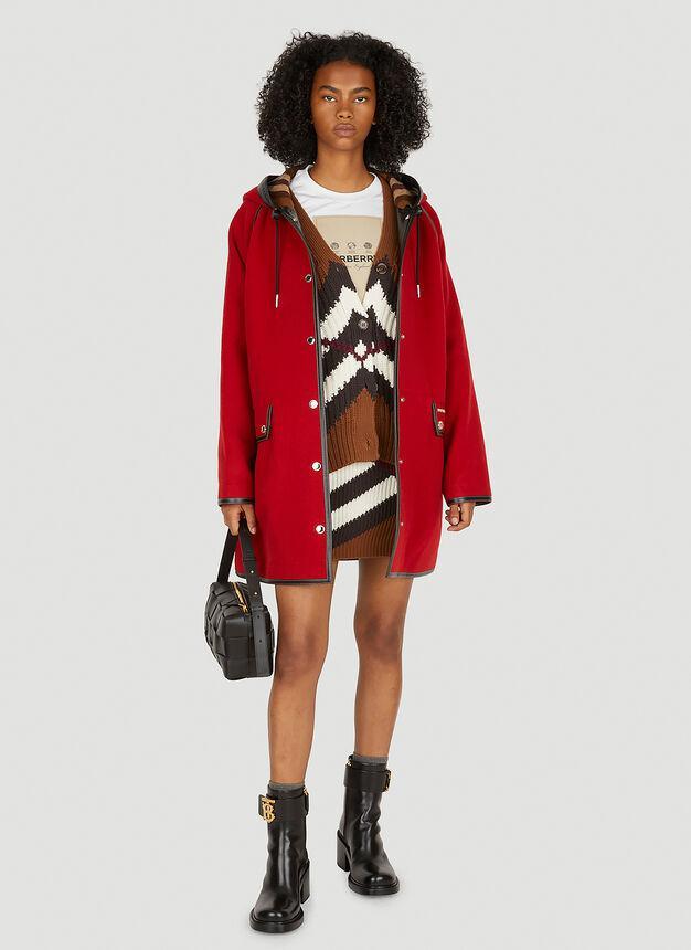 商品Burberry|Contrast Trim Hooded Coat in Red,价格¥28549,第4张图片详细描述