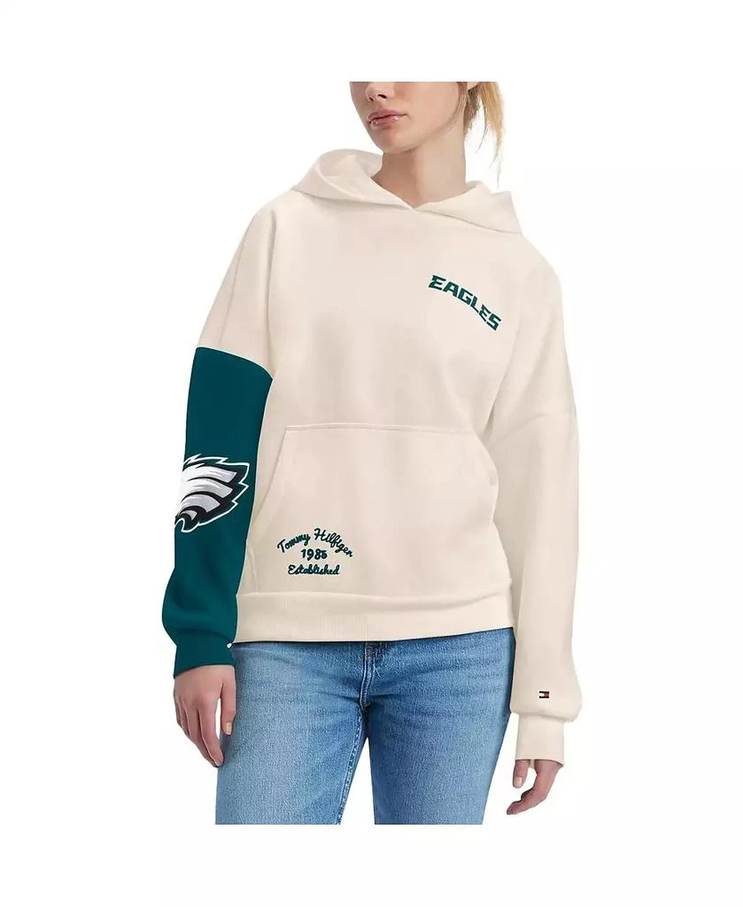 商品Tommy Hilfiger|Women's Cream, Midnight Green Philadelphia Eagles Harriet Pullover Hoodie,价格¥449,第1张图片