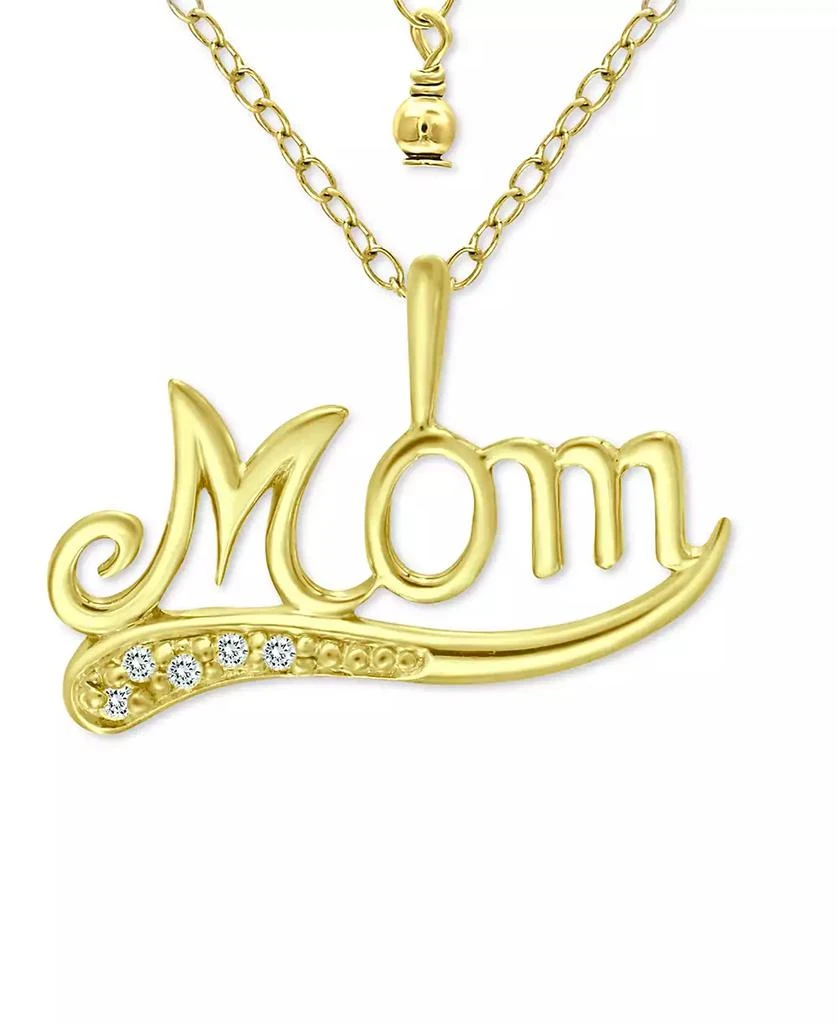 商品Giani Bernini|Cubic Zirconia Accent "Mom" Pendant Necklace in 18k Gold-Plated Sterling Silver, 16" + 2" extender, Created for Macy's,价格¥573,第1张图片