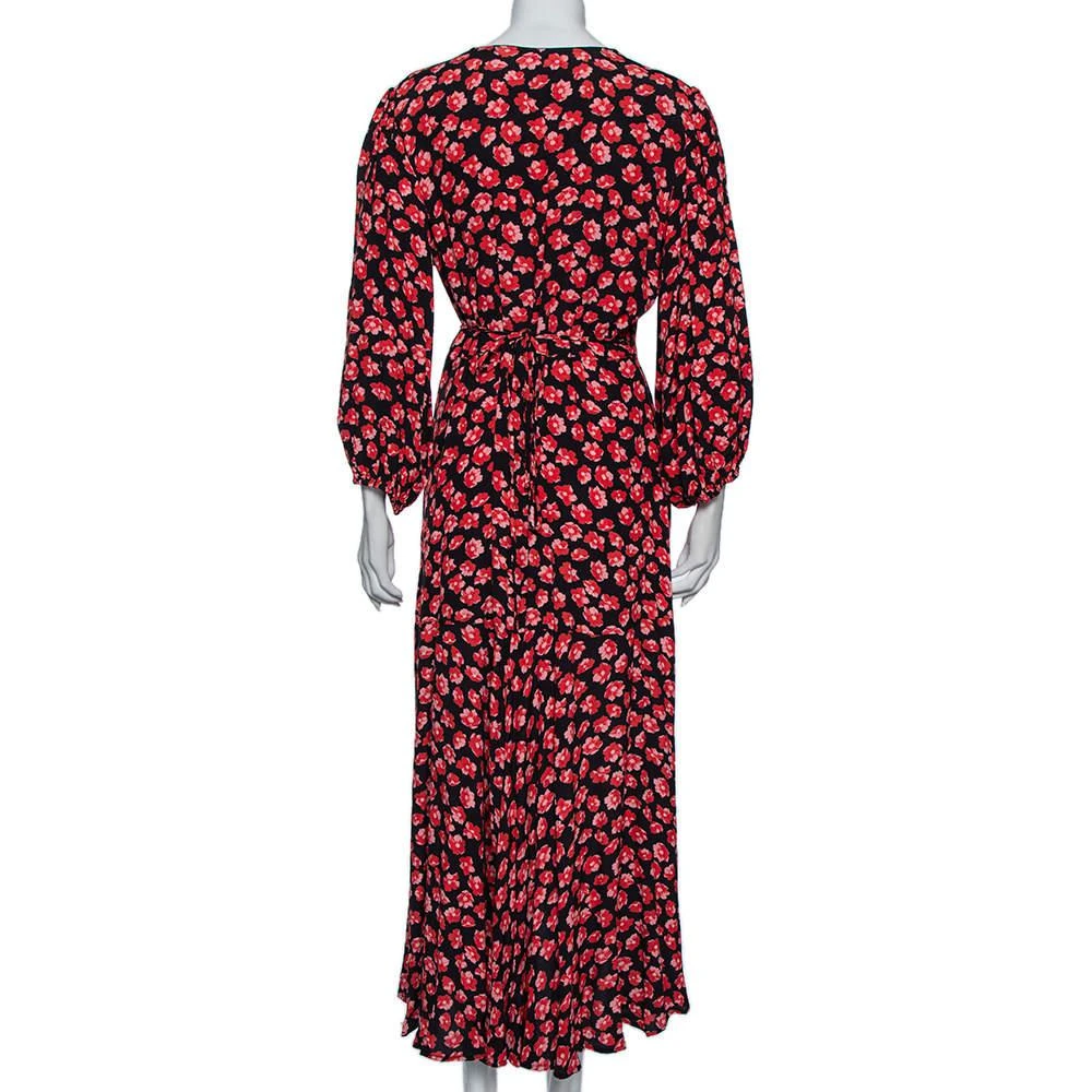 商品[二手商品] Ganni|Ganni Black Floral Printed Crepe Balloon Sleeve Detail Wrap Dress M,价格¥763,第3张图片详细描述
