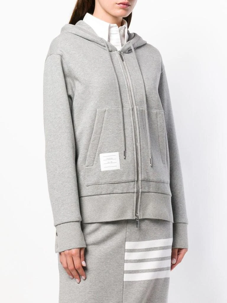 商品Thom Browne|THOM BROWNE WOMEN ZIP UP HOODIE IN CLASSIC LOOPBACK WITH CB RWB STRIPE,价格¥6789,第1张图片