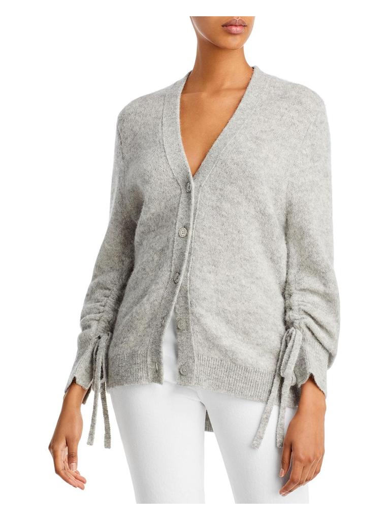 Womens Button Front Tie Sleeve Cardigan Sweater商品第2张图片规格展示