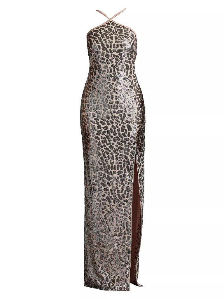 商品Sho by Tadashi Shoji|Sequined Crisscross Halter Gown,价格¥2090,第1张图片